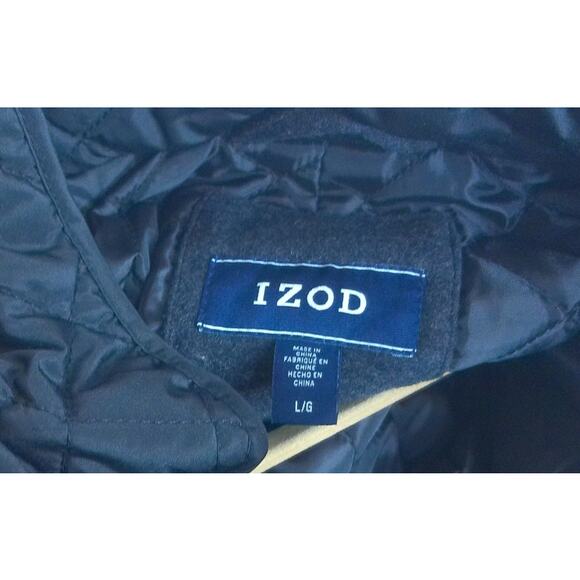 Vintage Izod Gray Mid Length Quilted Overcoat Jacket Size Large - Picture 8 of 9